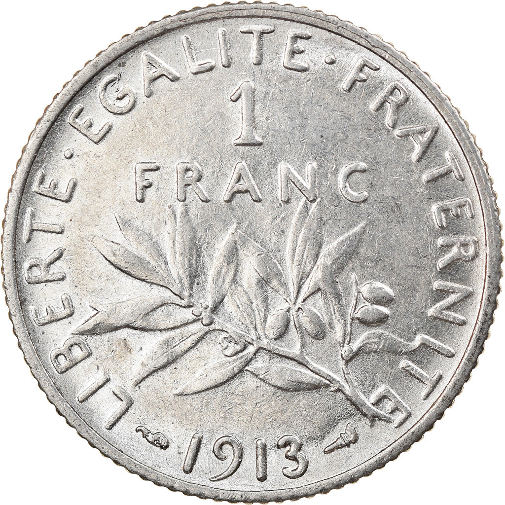 Coin, France, Semeuse, Franc, 1913, Paris, AU(50-53), Silver, KM:844.1
