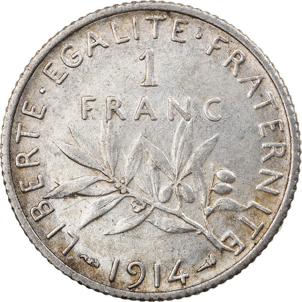 Coin, France, Semeuse, Franc, 1914, Paris, AU(50-53), Silver, KM:844.1