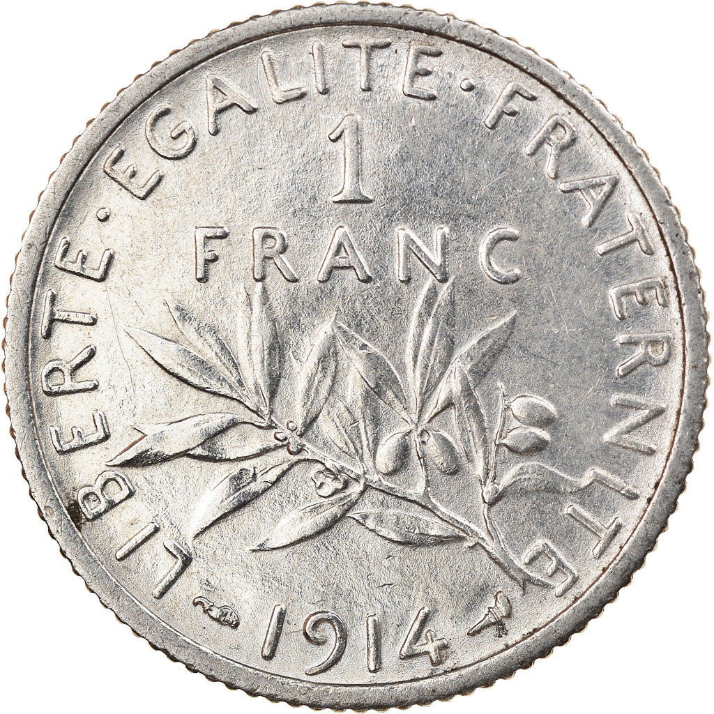 Coin, France, Semeuse, Franc, 1914, Paris, AU(55-58), Silver, KM:844.1