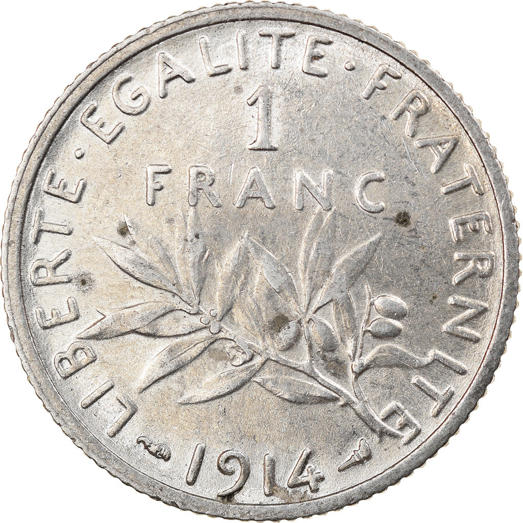 Coin, France, Semeuse, Franc, 1914, Paris, AU(50-53), Silver, KM:844.1