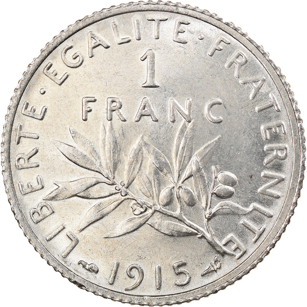 Coin, France, Semeuse, Franc, 1915, Paris, AU(55-58), Silver, KM:844.1