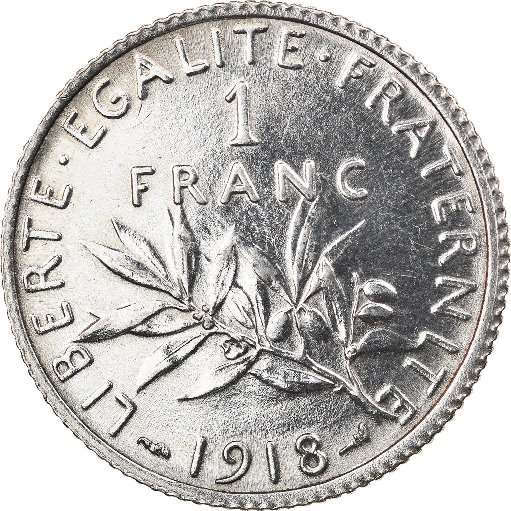 Coin, France, Semeuse, Franc, 1918, Paris, AU(55-58), Silver, KM:844.1