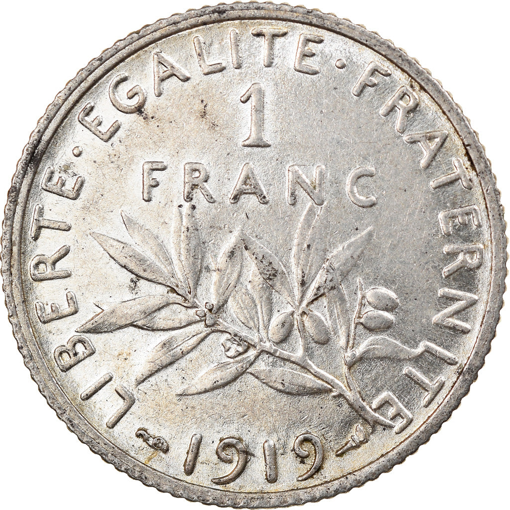 Moneda, Francia, Semeuse, Franc, 1919, Paris, EBC, Plata, KM:844.1, Gadoury:467