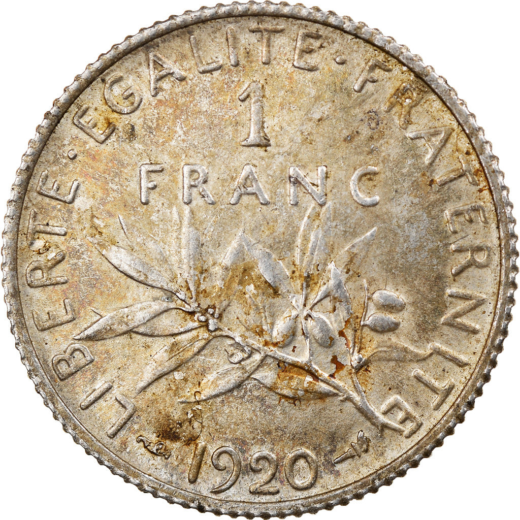 Coin, France, Semeuse, Franc, 1920, Paris, AU(55-58), Silver, KM:844.1