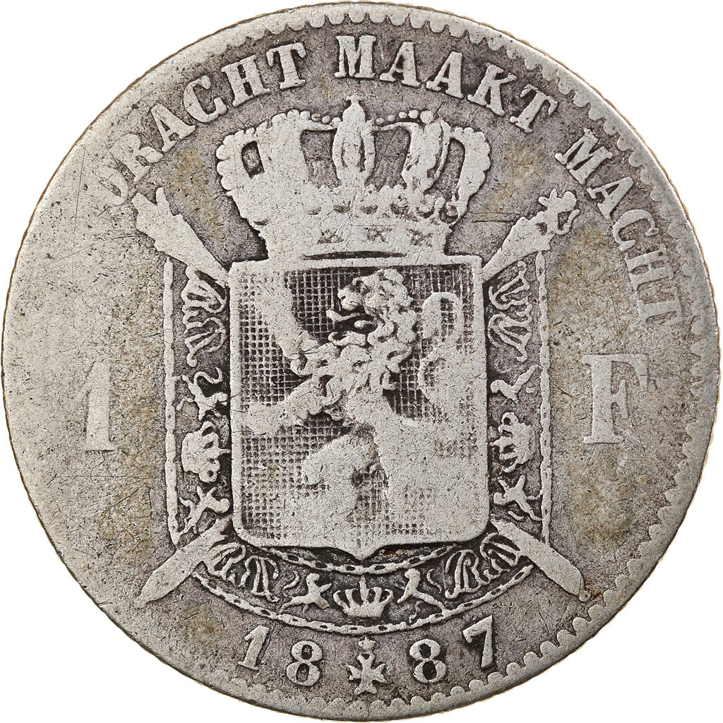 Coin, Belgium, Leopold II, Franc, 1887, F(12-15), Silver, KM:29.1