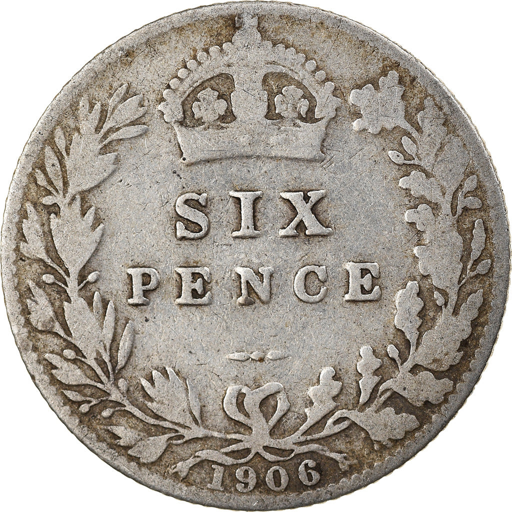 Coin, Great Britain, Edward VII, 6 Pence, 1906, VF(20-25), Silver, KM:799