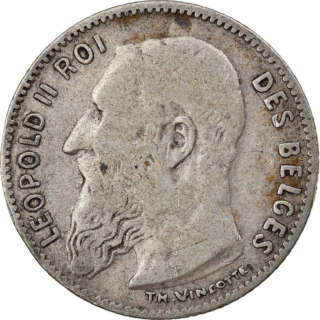 Coin, Belgium, Leopold II, 50 Centimes, 1907, VF(20-25), Silver, KM:60.1