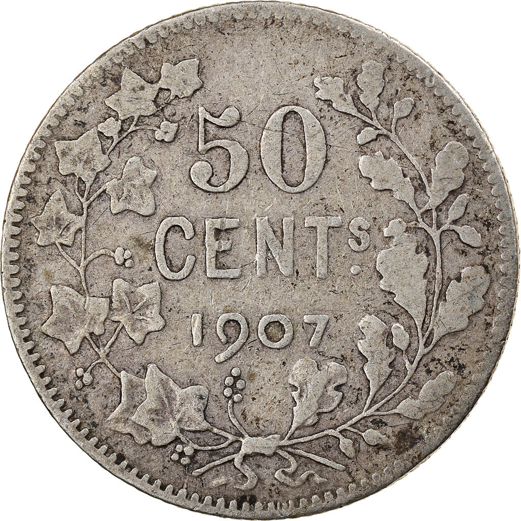 Coin, Belgium, Leopold II, 50 Centimes, 1907, VF(20-25), Silver, KM:60.1