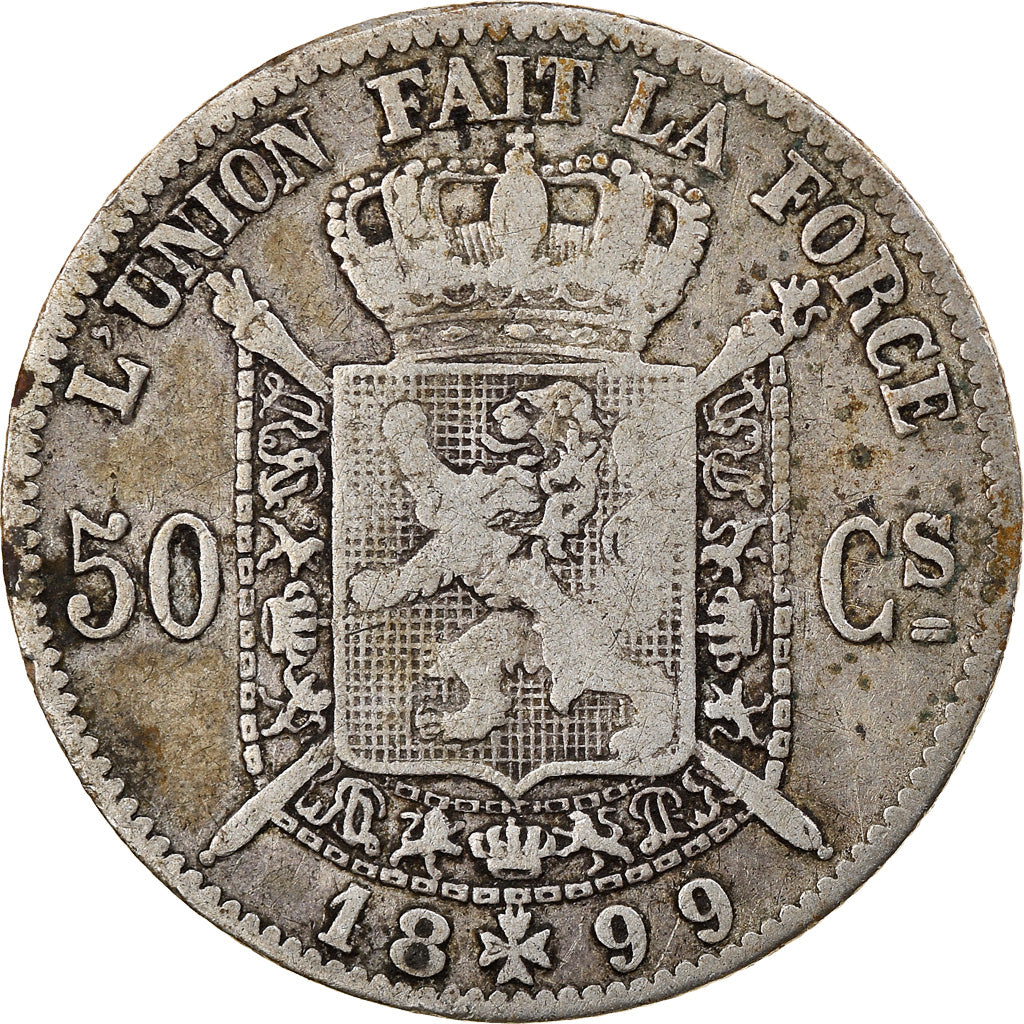 Coin, Belgium, Leopold II, 50 Centimes, 1899, VF(30-35), Silver, KM:26