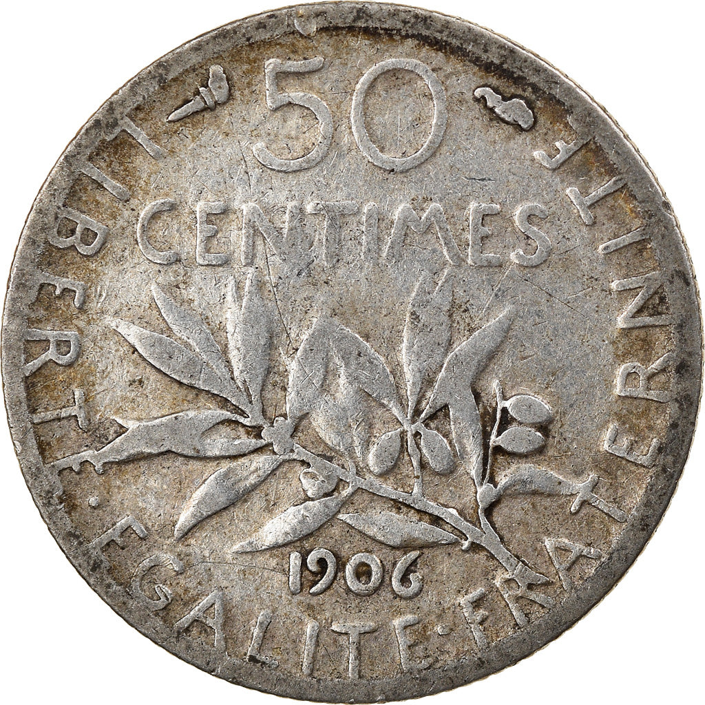 Coin, France, Semeuse, 50 Centimes, 1906, Paris, F(12-15), Silver, KM:854