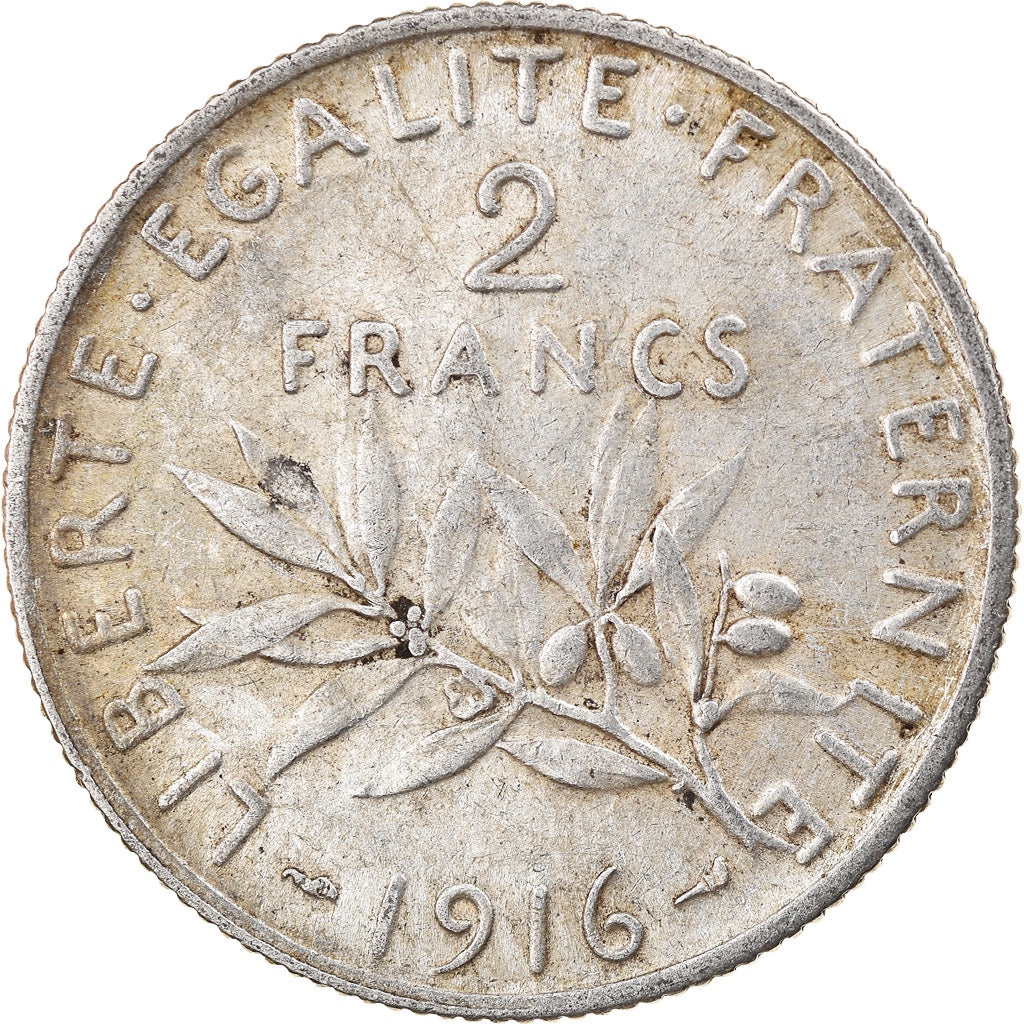 Coin, France, Semeuse, 2 Francs, 1916, Paris, EF(40-45), Silver, KM:845.1