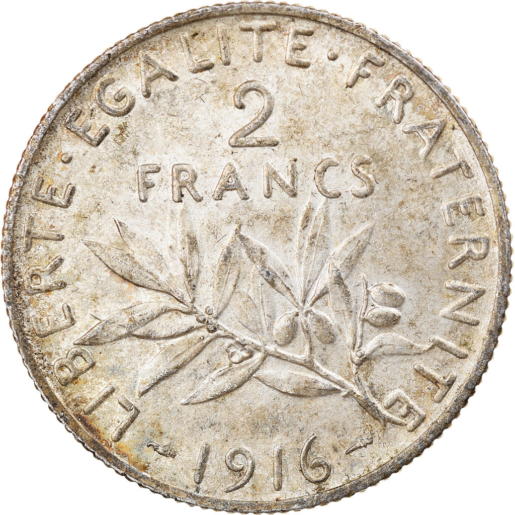 Moeda, França, Semeuse, 2 Francs, 1916, Paris, EF(40-45), Prata, KM:845.1