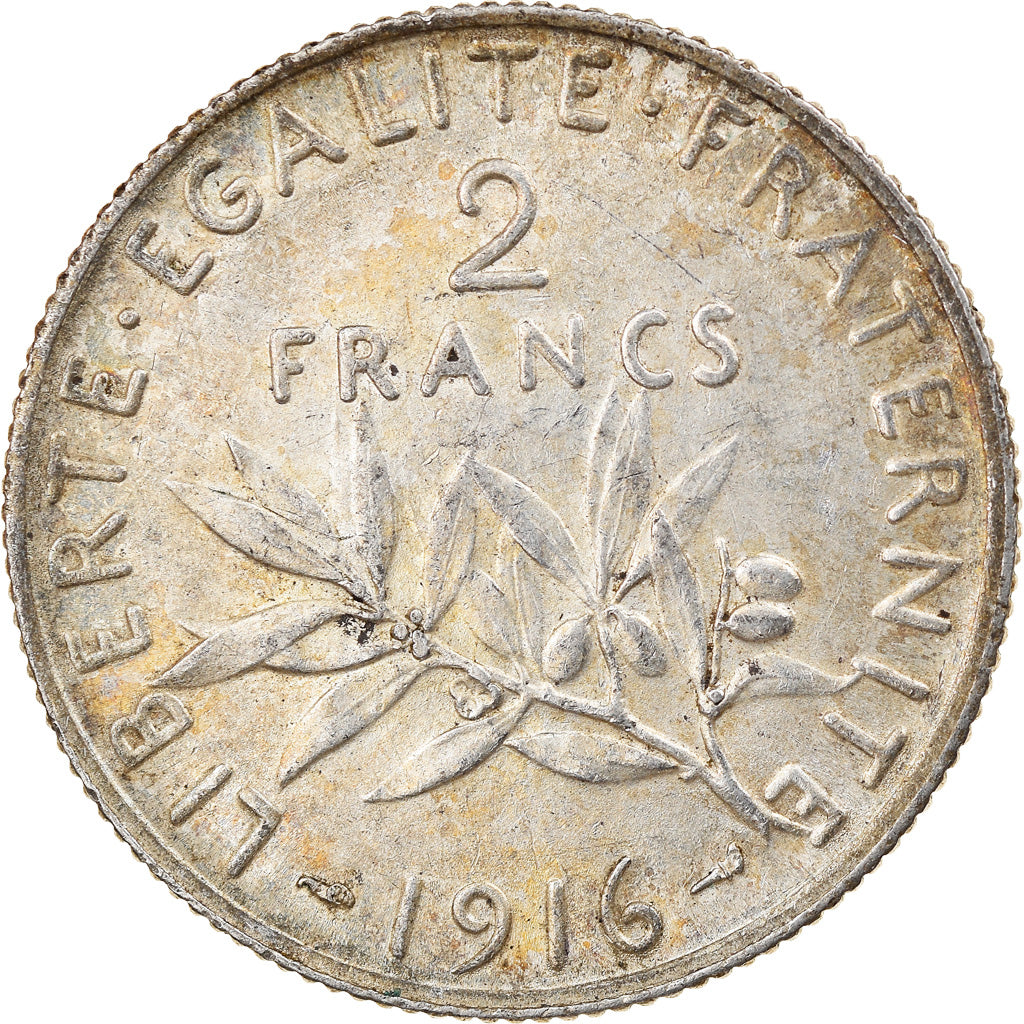 Coin, France, Semeuse, 2 Francs, 1916, Paris, EF(40-45), Silver, KM:845.1