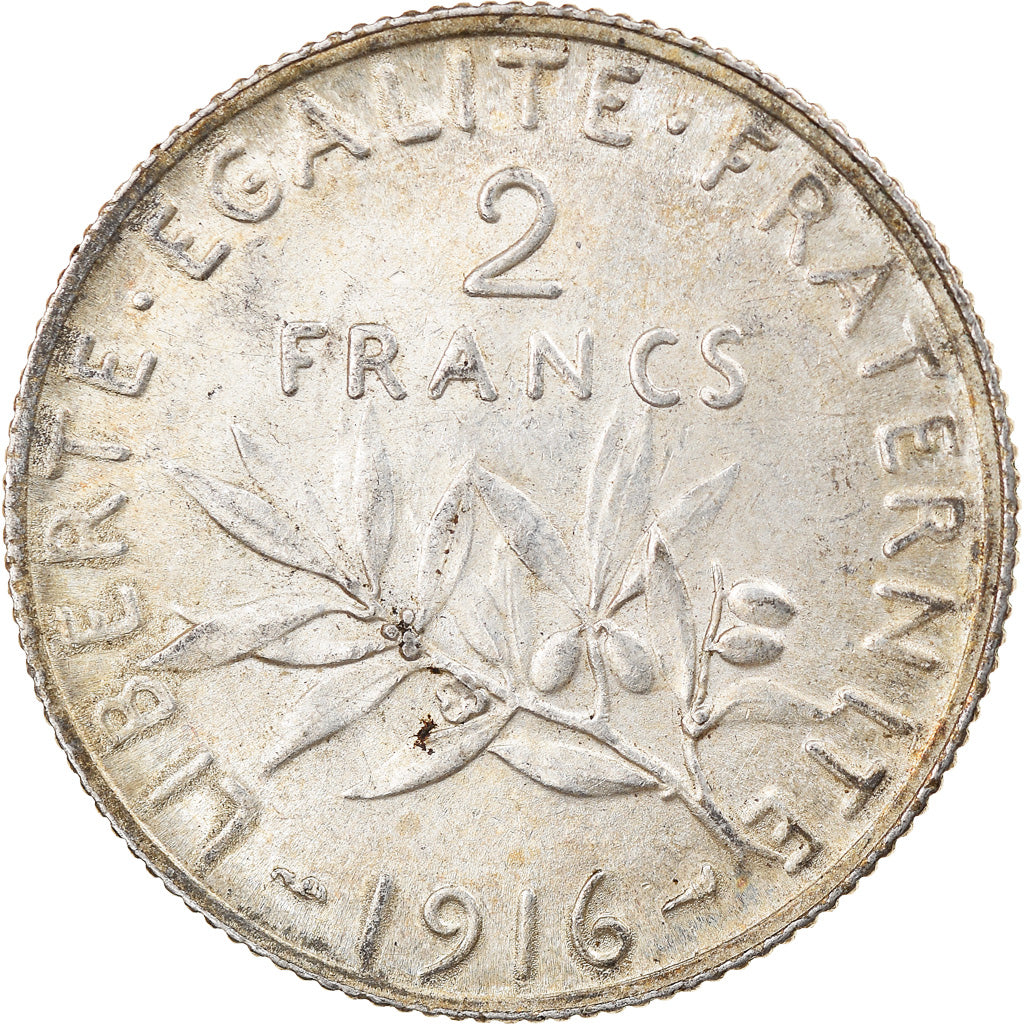 Monnaie, France, Semeuse, 2 Francs, 1916, Paris, TTB, Argent, Gadoury:532