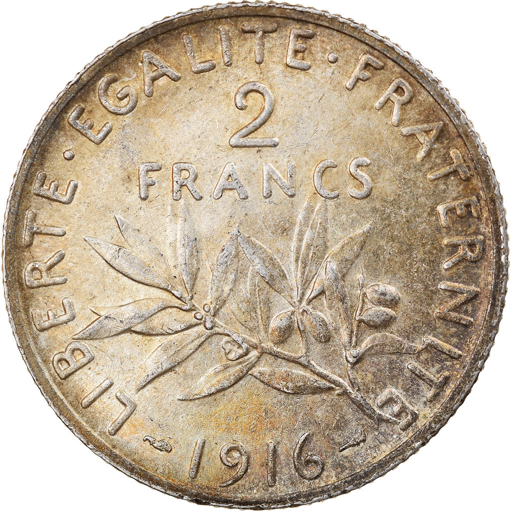Moneta, Francia, Semeuse, 2 Francs, 1916, Paris, BB, Argento, KM:845.1