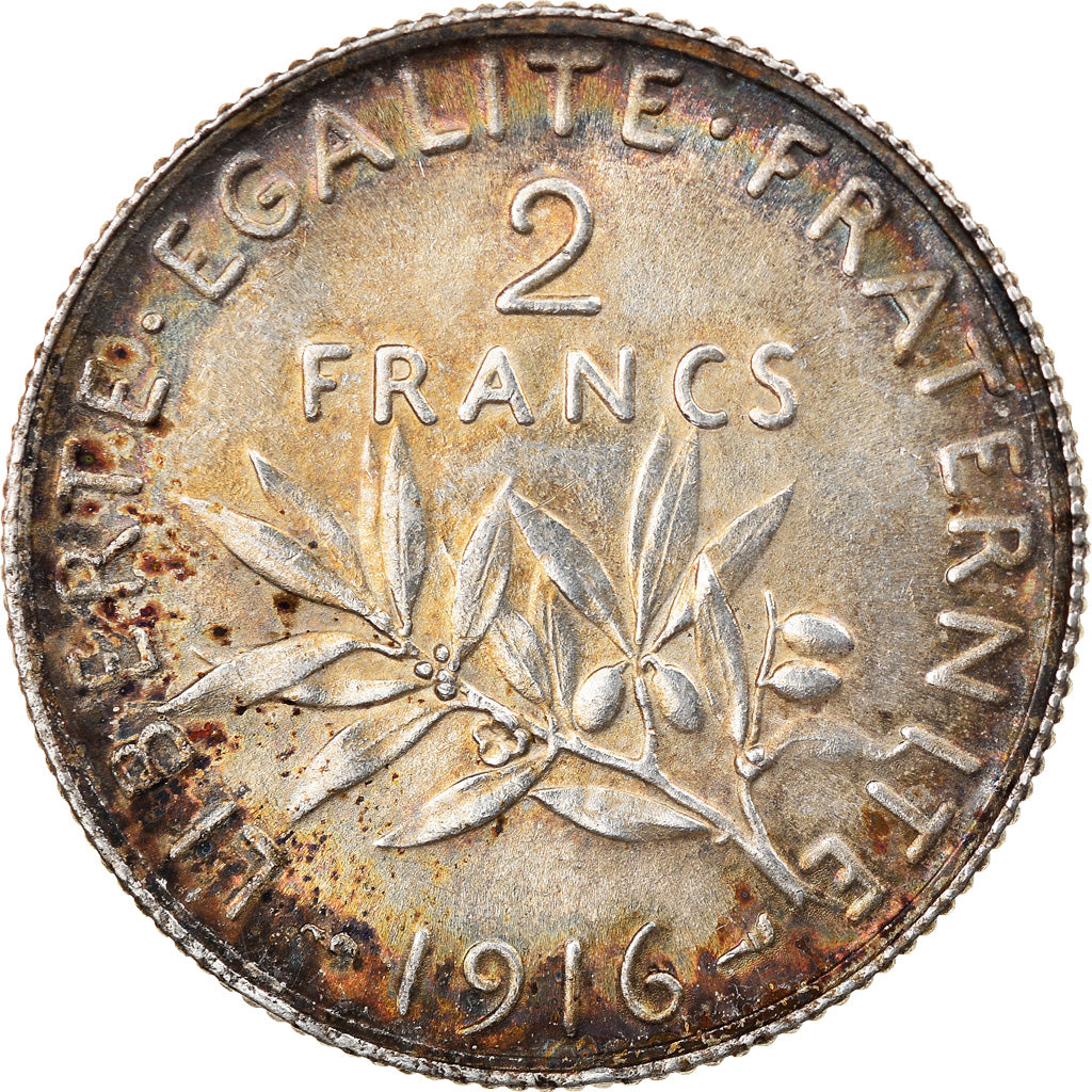 Coin, France, Semeuse, 2 Francs, 1916, Paris, EF(40-45), Silver, KM:845.1