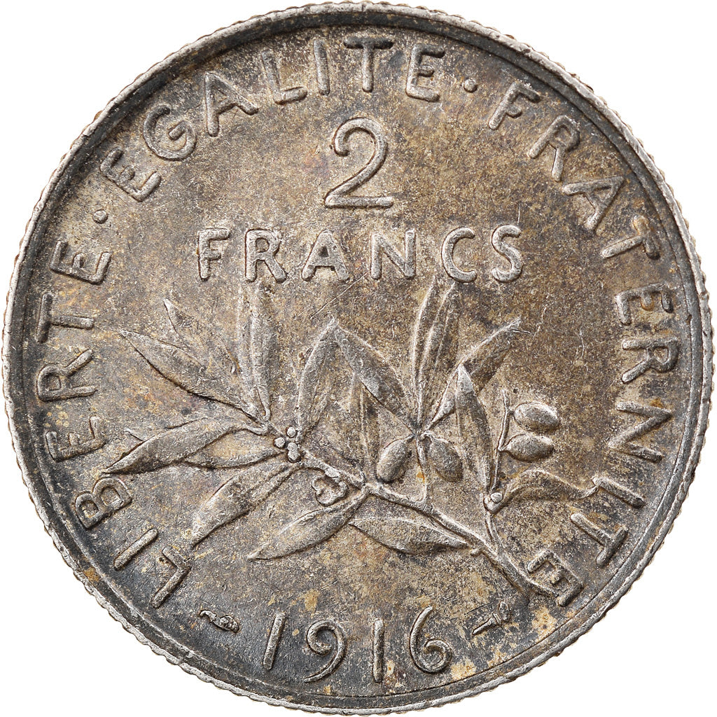 Coin, France, Semeuse, 2 Francs, 1916, Paris, AU(50-53), Silver, KM:845.1