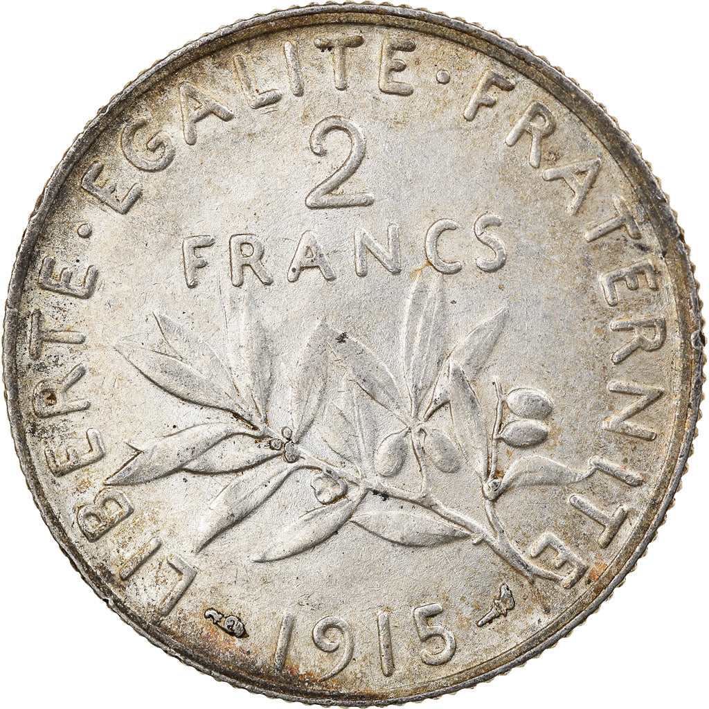 Moeda, França, Semeuse, 2 Francs, 1915, Paris, EF(40-45), Prata, KM:845.1