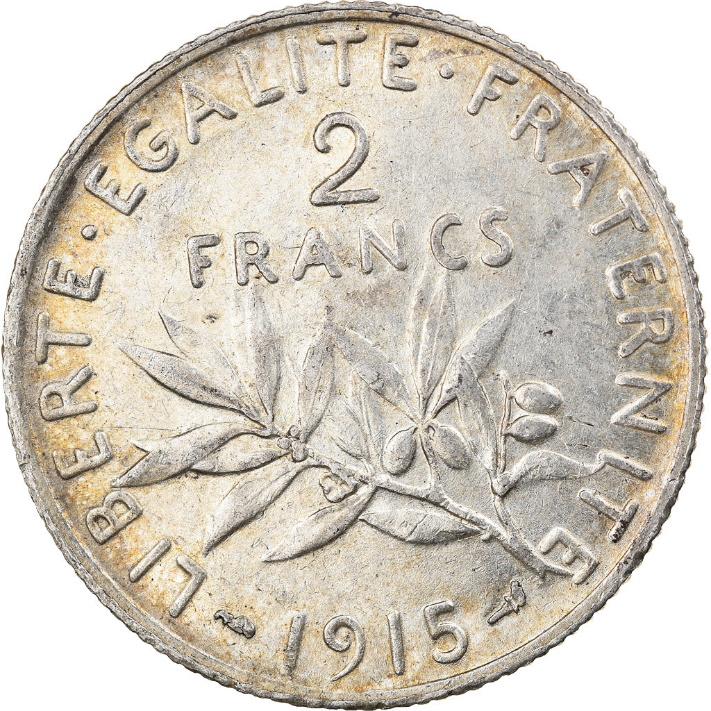 Coin, France, Semeuse, 2 Francs, 1915, Paris, AU(50-53), Silver, KM:845.1