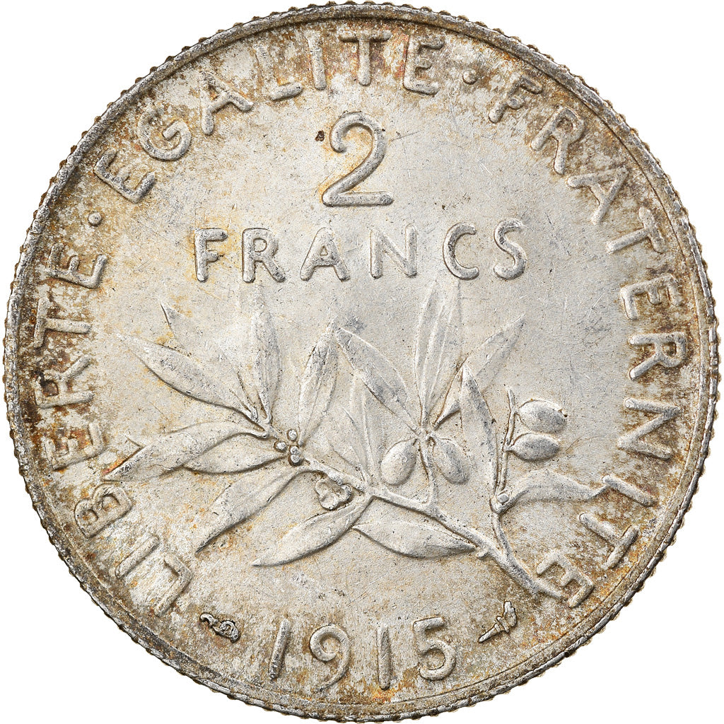 Coin, France, Semeuse, 2 Francs, 1915, Paris, AU(50-53), Silver, KM:845.1