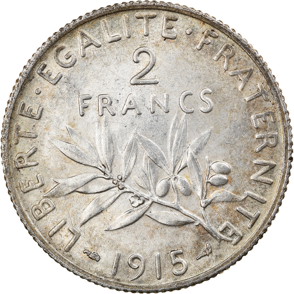Coin, France, Semeuse, 2 Francs, 1915, Paris, AU(55-58), Silver, KM:845.1