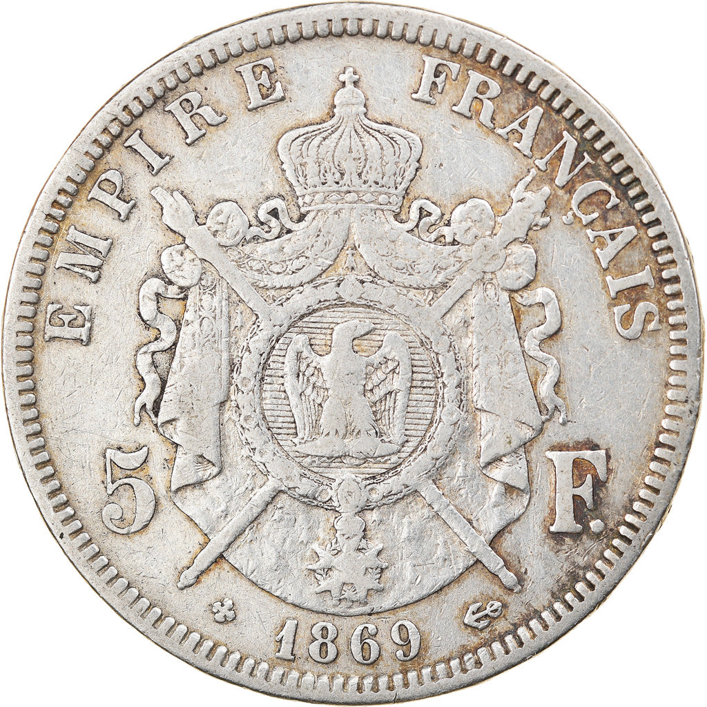 Coin, France, Napoleon III, 5 Francs, 1869, Strasbourg, VF(30-35), Silver