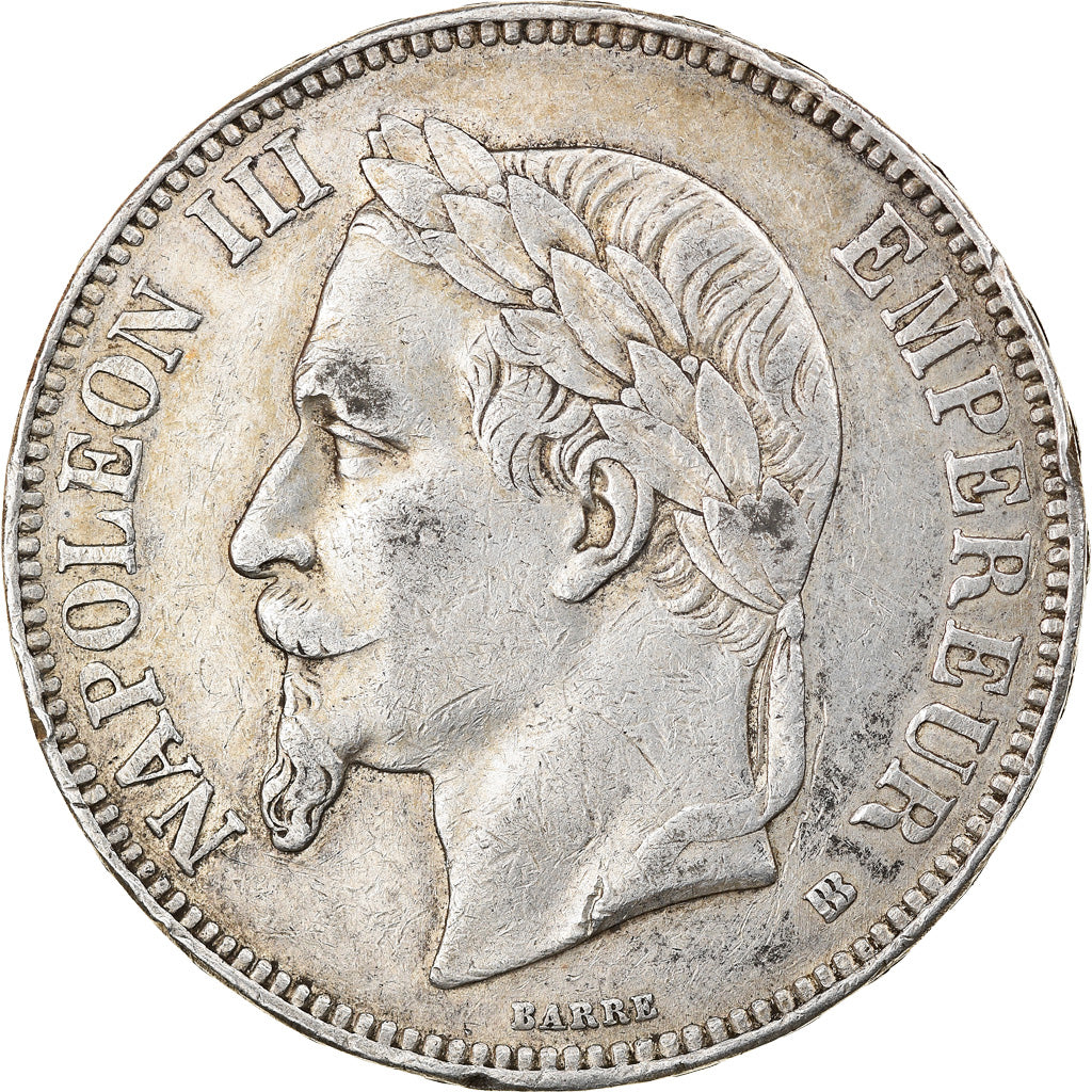 Coin, France, Napoleon III, 5 Francs, 1869, Strasbourg, EF(40-45), Silver