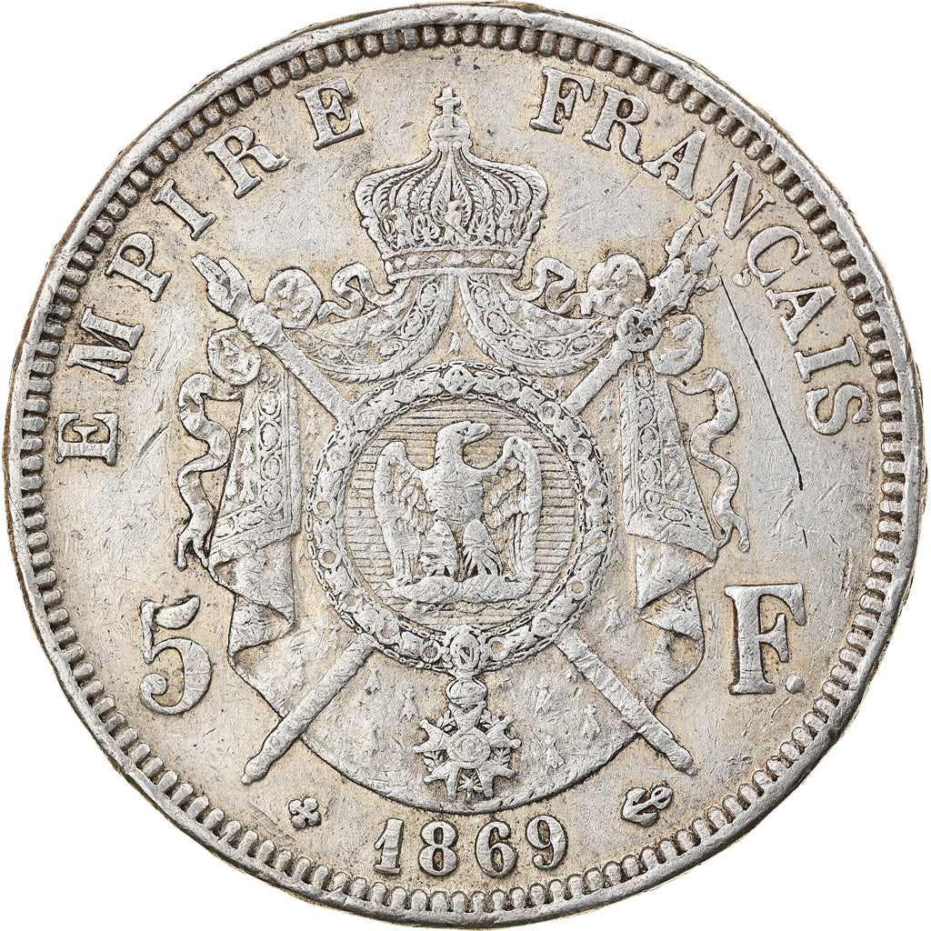 Coin, France, Napoleon III, 5 Francs, 1869, Strasbourg, EF(40-45), Silver