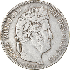 Moeda, França, Louis-Philippe, 5 Francs, 1841, Lille, VF(30-35), Prata
