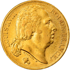 Moneta, Francia, Louis XVIII, 20 Francs, 1822, Paris, BB+, Oro, KM:712.1