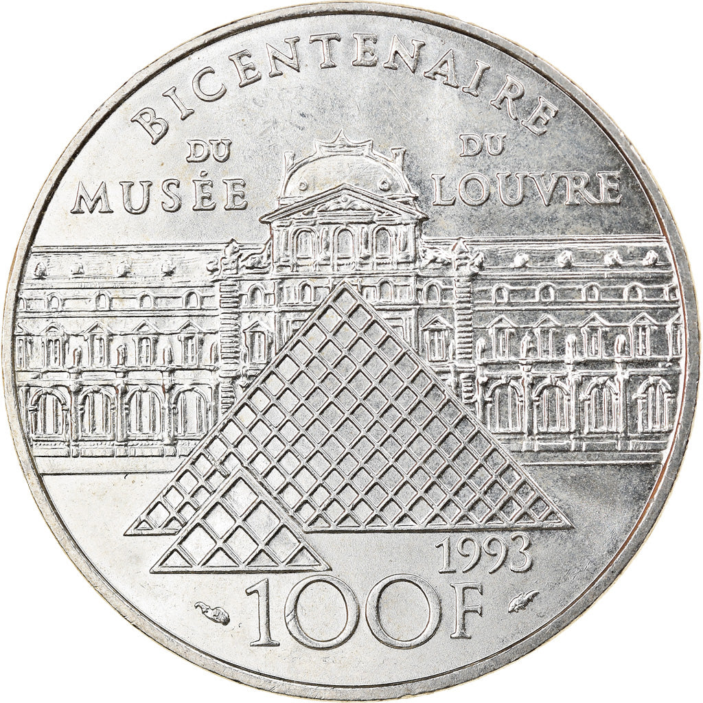 Moeda, França, Liberté guidant le peuple, 100 Francs, 1993, AU(50-53), Prata