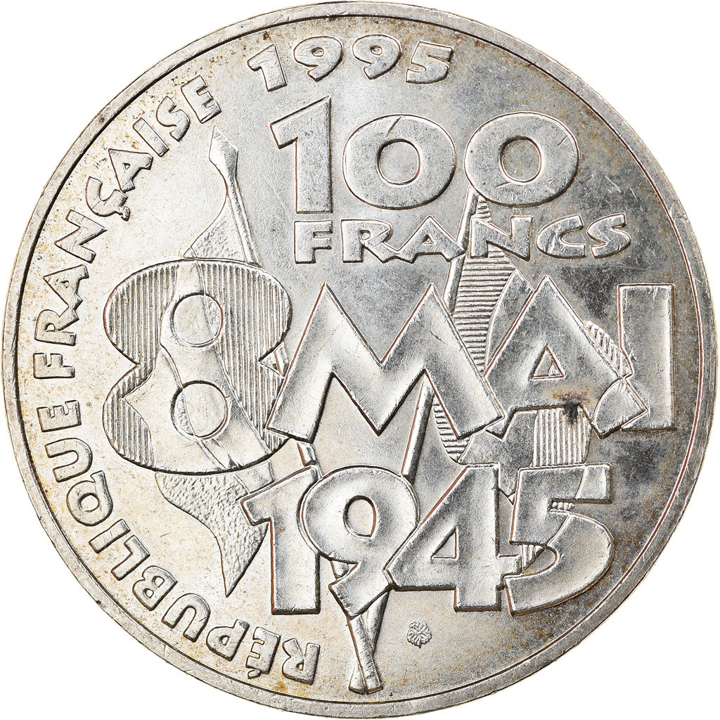 Munten, Frankrijk, 8 mai 1945, 100 Francs, 1995, ZF+, Zilver, KM:1116.1