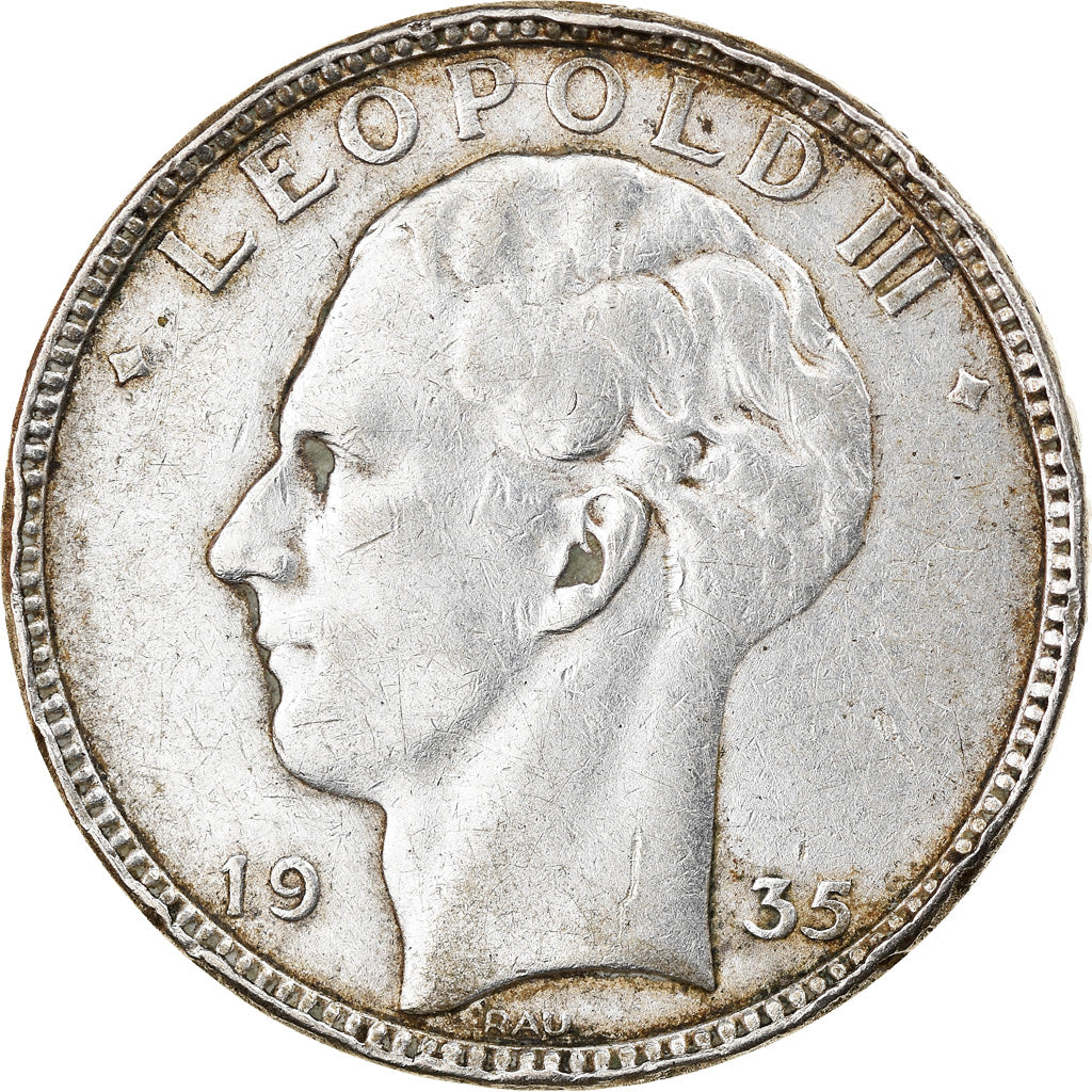 Coin, Belgium, Leopold III, 20 Francs, 20 Frank, 1935, EF(40-45), Silver, KM:105