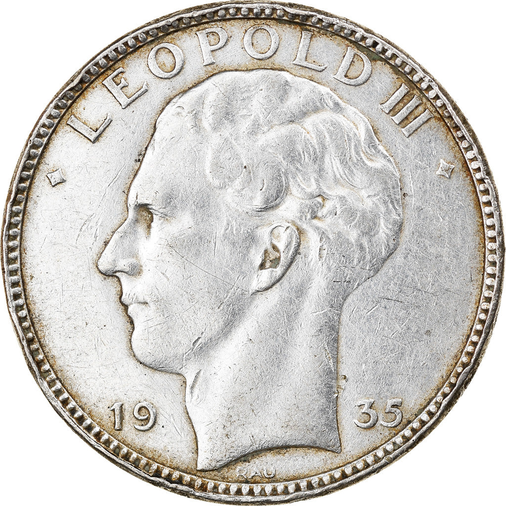 Coin, Belgium, Leopold III, 20 Francs, 20 Frank, 1935, EF(40-45), Silver, KM:105