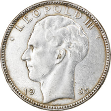 Coin, Belgium, Leopold III, 20 Francs, 20 Frank, 1935, EF(40-45), Silver, KM:105