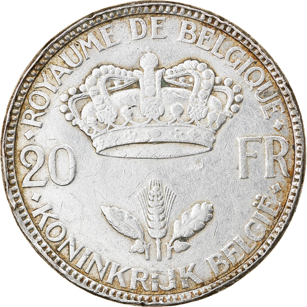 Coin, Belgium, Leopold III, 20 Francs, 20 Frank, 1935, EF(40-45), Silver, KM:105