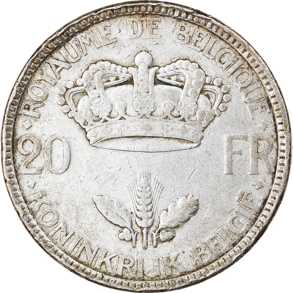 Coin, Belgium, Leopold III, 20 Francs, 20 Frank, 1935, EF(40-45), Silver, KM:105