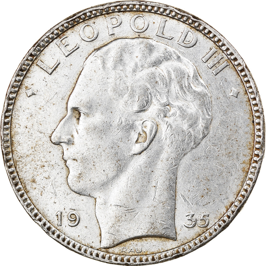 Coin, Belgium, Leopold III, 20 Francs, 20 Frank, 1935, EF(40-45), Silver, KM:105