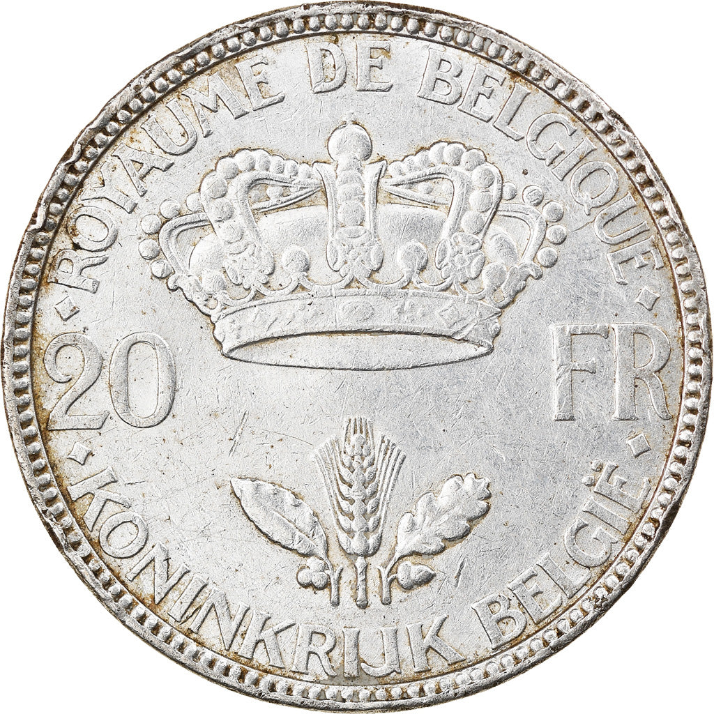 Coin, Belgium, Leopold III, 20 Francs, 20 Frank, 1935, EF(40-45), Silver, KM:105