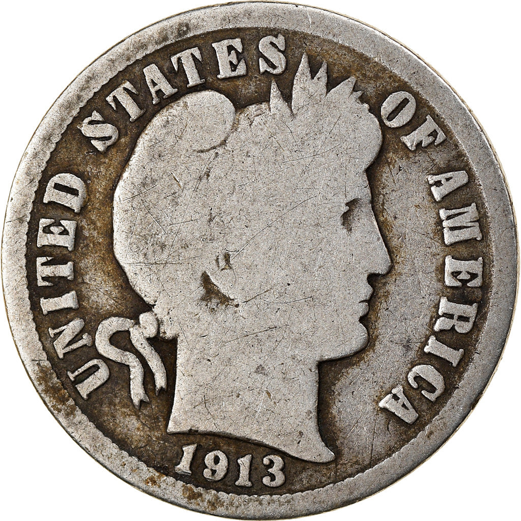 Monnaie, États-Unis, Barber Dime, Dime, 1913, Philadelphie, TB, Argent, KM:113