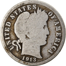 Monnaie, États-Unis, Barber Dime, Dime, 1913, Philadelphie, TB, Argent, KM:113