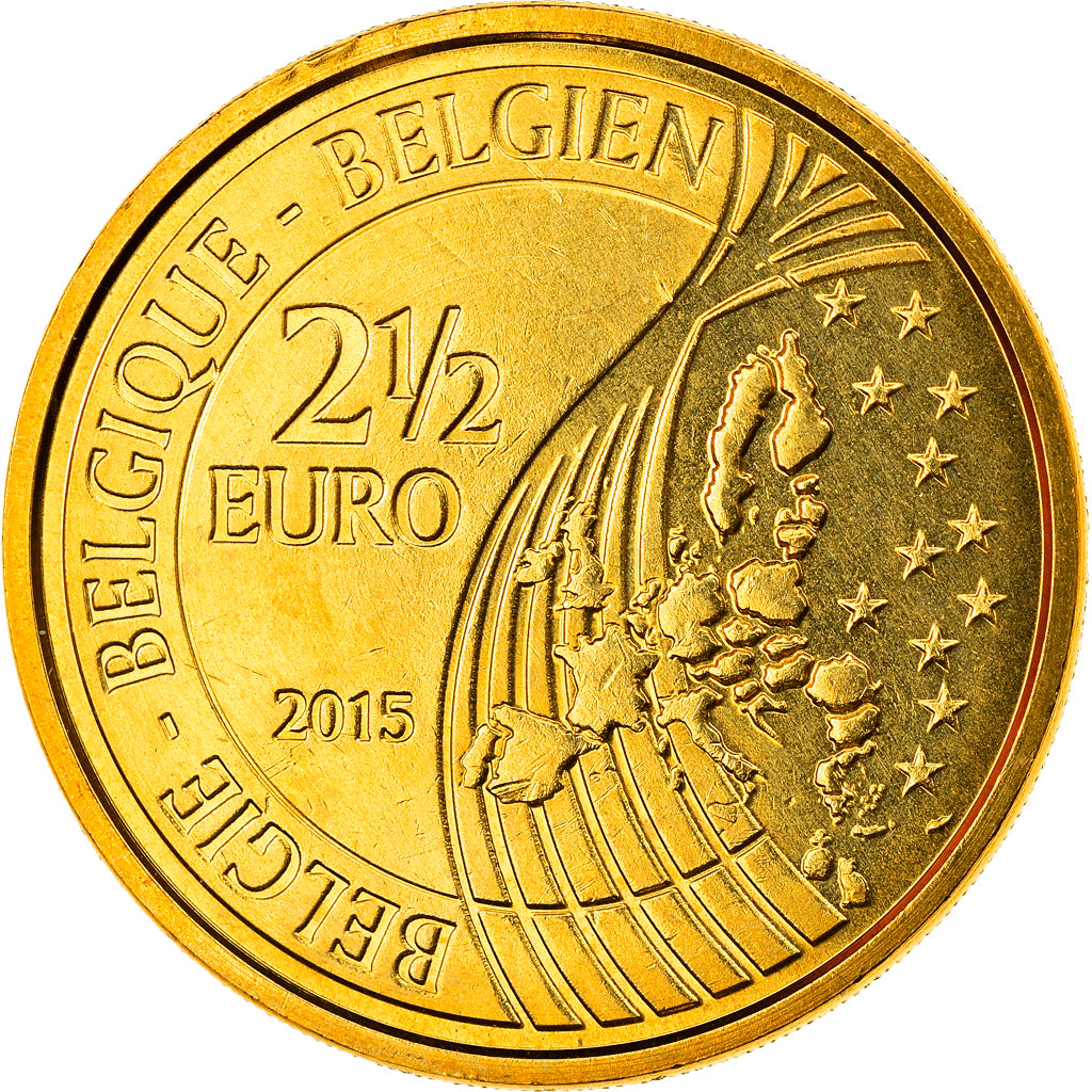 Belgium, 2-1/2 Euro, LA BATAILLE DE WATERLOO, 2015, MS(60-62), Brass