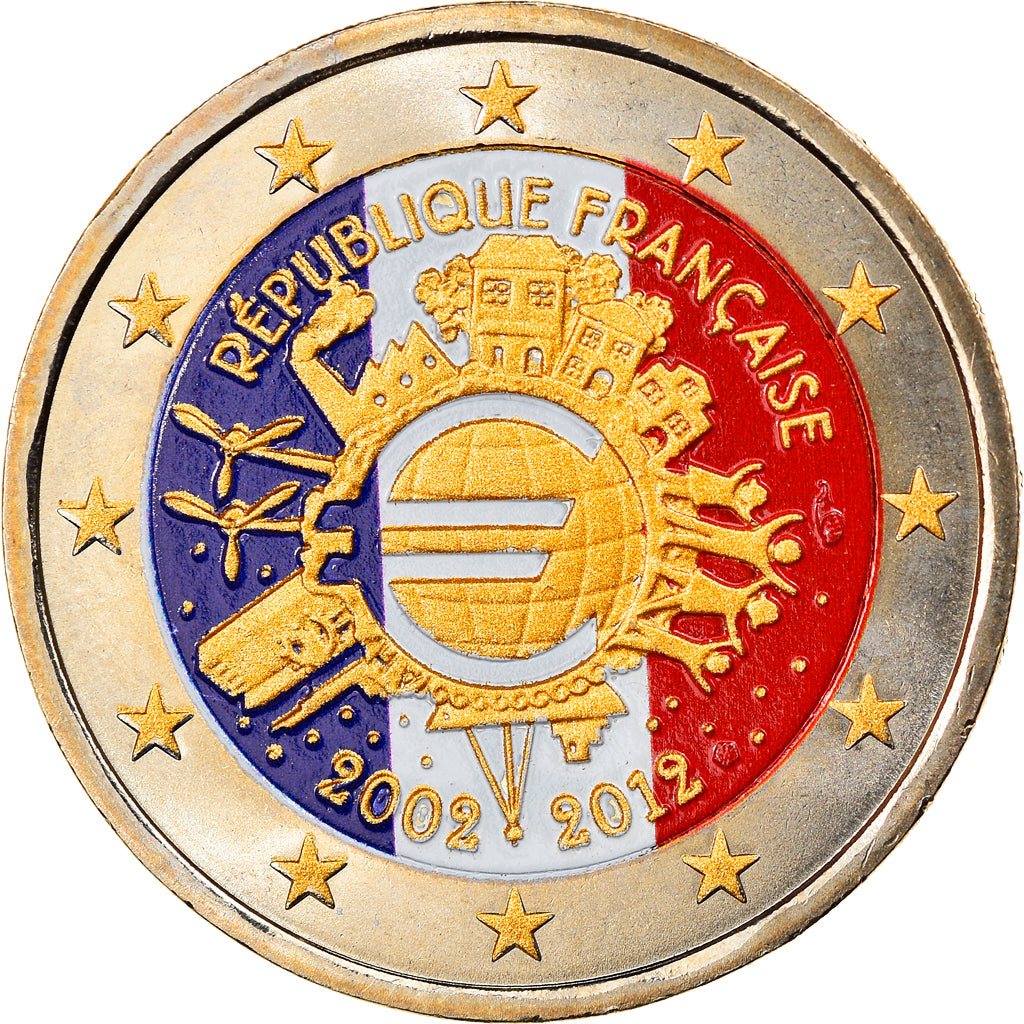 France, 2 Euro, 10 ans de l'Euro, 2012, MS(60-62), Bi-Metallic, KM:1846