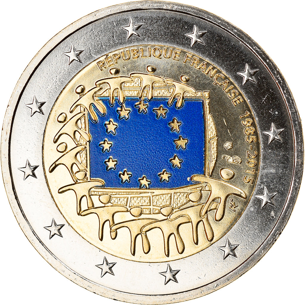 France, 2 Euro, 30 ans du drapeau de l union europeenne, 2015, MS(60-62)