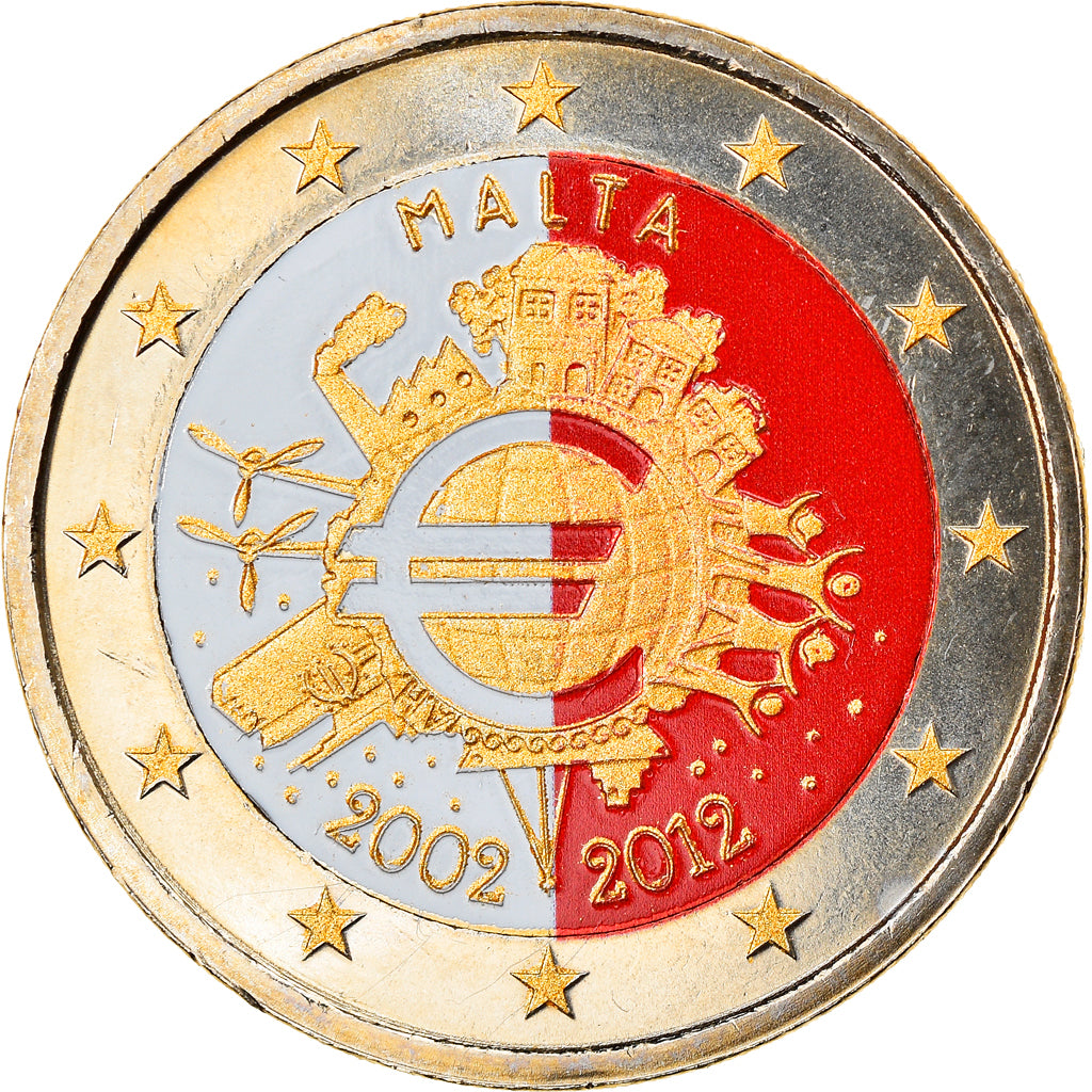 Malta, 2 Euro, 10 ans de l'Euro, 2012, VZ+, Bi-Metallic, KM:139