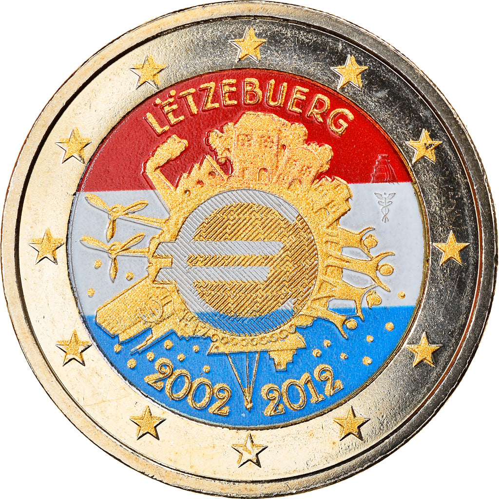 Luxembourg, 2 Euro, 10 ans de l'Euro, 2012, MS(60-62), Bi-Metallic, KM:119