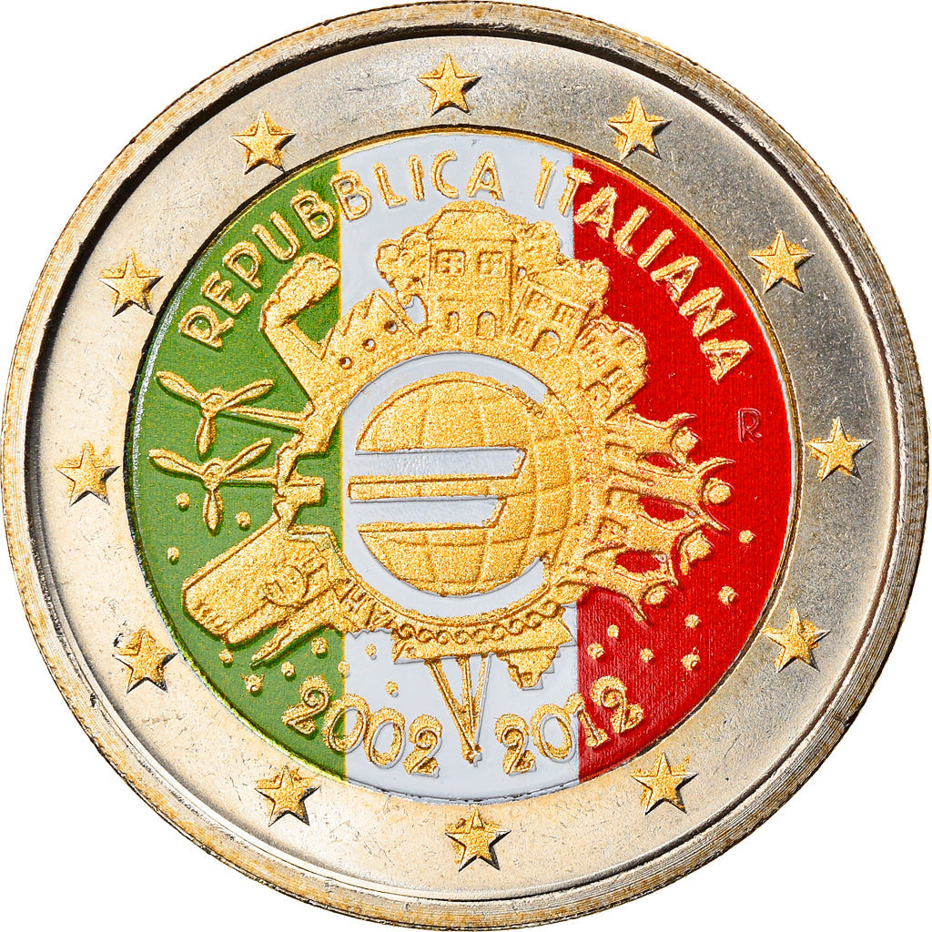 Italy, 2 Euro, 10 ans de l'Euro, 2012, Rome, MS(60-62), Bi-Metallic, KM:350