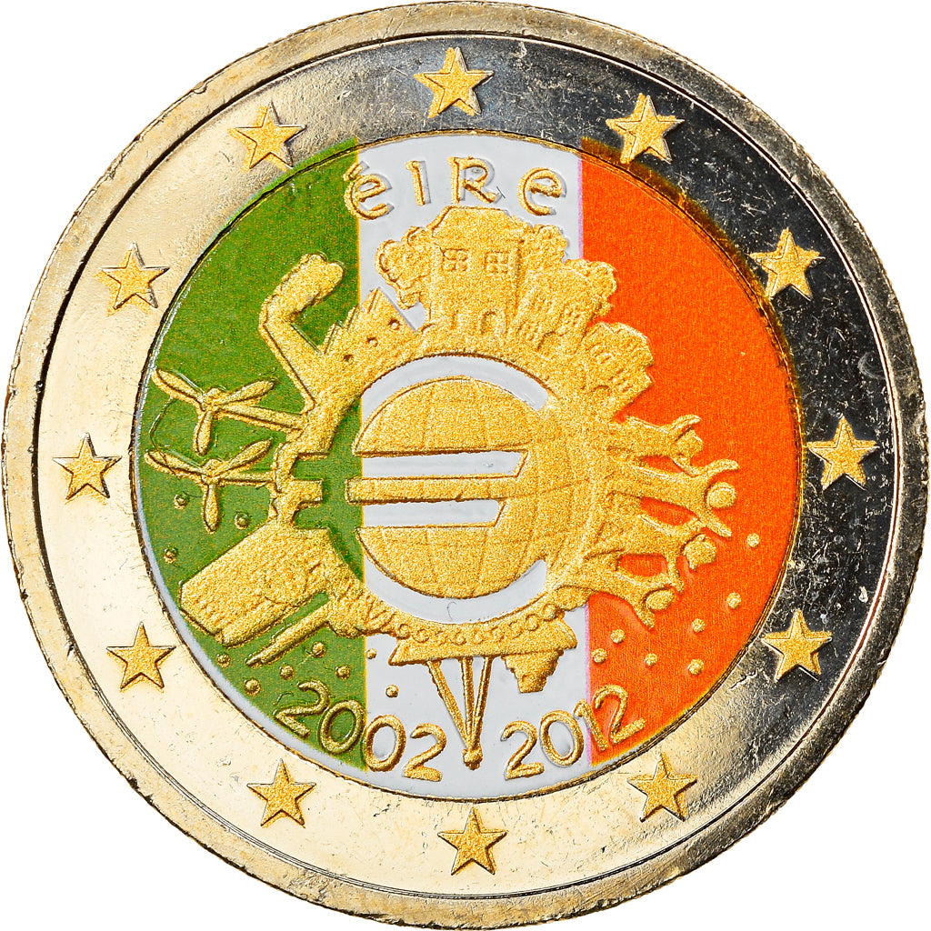IRELAND REPUBLIC, 2 Euro, 10 ans de l'Euro, 2012, MS(60-62), Bi-Metallic, KM:71