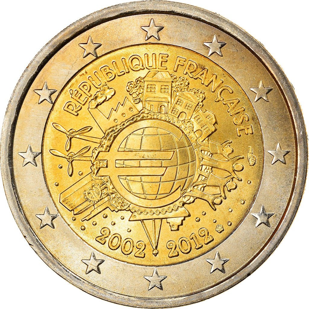 France, 2 Euro, 10 ans de l'Euro, 2012, SUP+, Bi-Metallic, Gadoury:14., KM:1846
