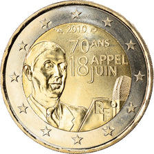 Francia, 2 Euro, 70 ans appel du 18 juin 1940, 2010, BU, EBC+, Bimetálico
